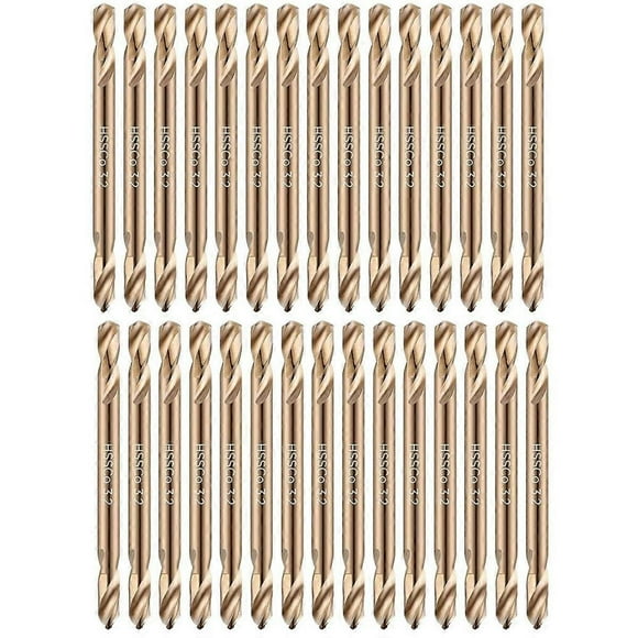 30 brocas de cobalto de 1/8 pulg. de doble extremo para acero endurecido, hierro fundido, madera, plástico y acero inoxidable.
