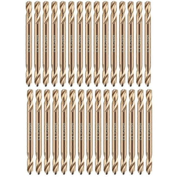 30 brocas de cobalto de 1/8 pulg. de doble extremo para acero endurecido, hierro fundido, madera, plástico y acero inoxidable.