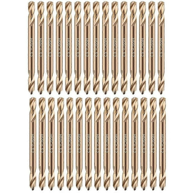 30 brocas de cobalto de 1/8 pulg. de doble extremo para acero endurecido, hierro fundido, madera, plástico y acero inoxidable.