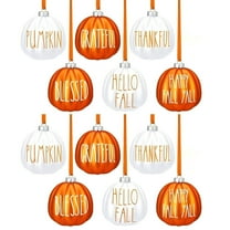 SLYNSHome 12Pcs Halloween Pumpkin Ornaments,Fall Thanksgiving Hanging Pumpkin Balls for Small Tree Harvest Autumn Home Decor Party Supplies