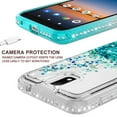 thumbnail image 5 of Cricket Debut/Vision 3/AT&T Calypso 1 & 2 (U318AA/U319AA) Liquid Glitter Phone Case Cover w/Tempered Glass Screen Protector - Clear/Teal, 5 of 5