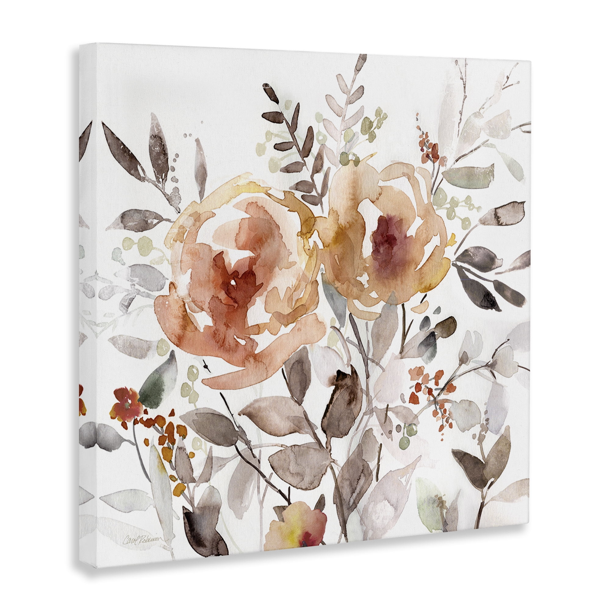 Stupell Industries Floral Impressions on White Plants & Flowers Painting Wrapped Canvas Art Print Wall Art, 24 x 24