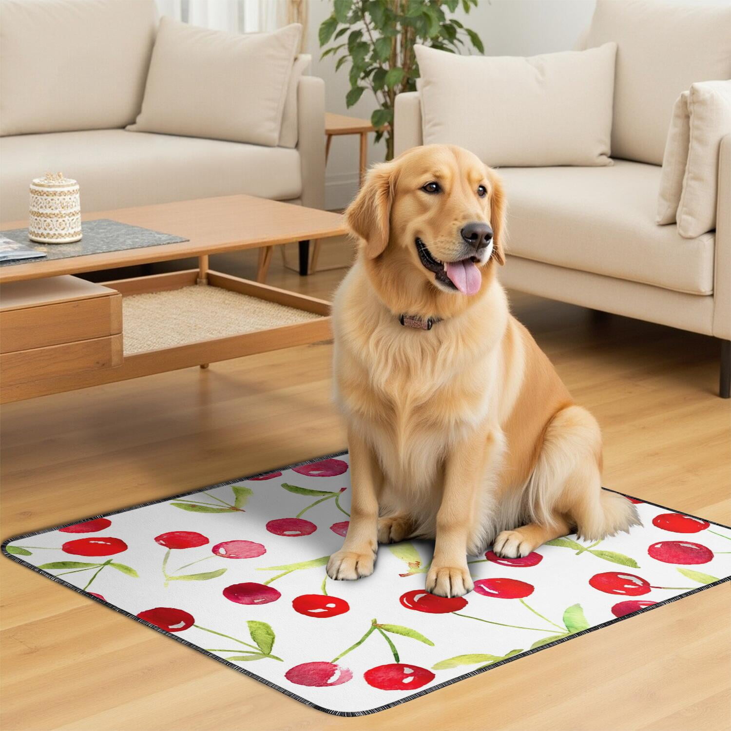 Dog Pee Mats Washable Reusable, Cheerful Fruit Pattern Absorbent Pad with Leakproof Barrier for Floors (Fruit patterns, 35"x41")