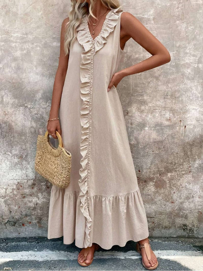 knee length dresses for ladies Apricot Floral Zipper Slip Midi Dress & Reviews - Apricot - Dresses main image 1