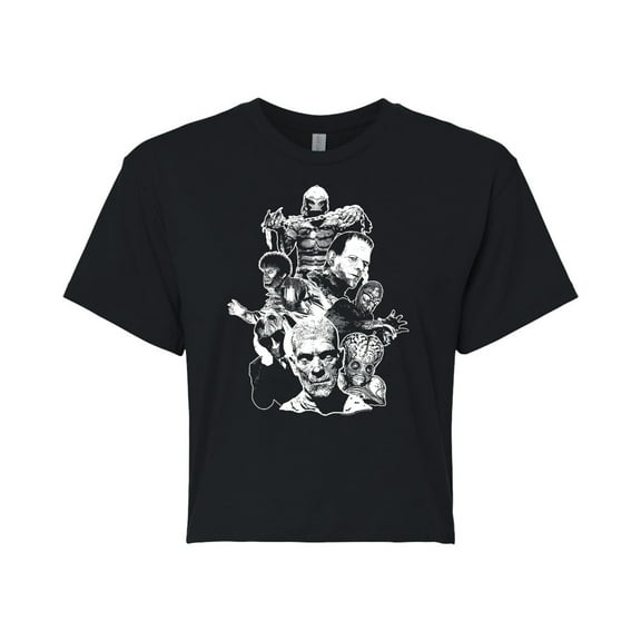 Classic Monsters - Popular Monsters of All Movies - Juniors Cropped Cotton Blend T-Shirt