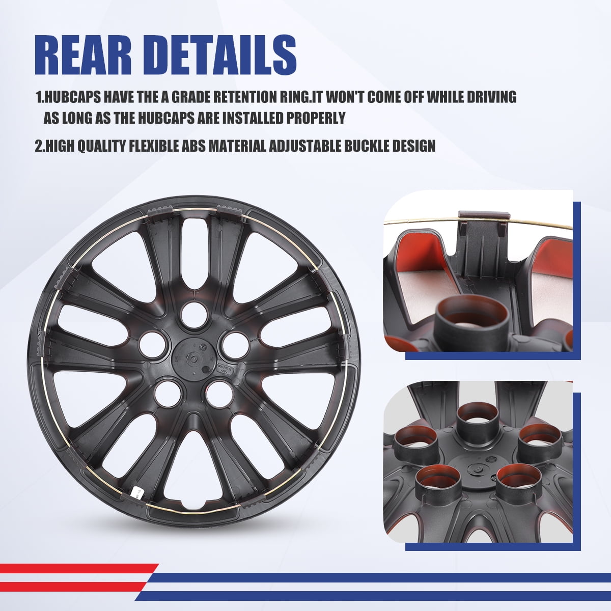 (Set of 4) 16" Hubcap Wheel Rim Cover for Nissan Altima Sedan 2013 2014 2015 2016 2017 2018,Compatible with Steel Wheels,Snap on Hub Caps Replacement,PP Material,Black Lacquer & Red Lacquer