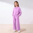 thumbnail image 2 of Girls 2 Piece Matching Set Purple Ribbed Knit, Tween Outfit Button Down Shirt & Wide Leg Pants for Girls 7-12, Casual Big Girls Clothes,Size 11-12 T, 2 of 8