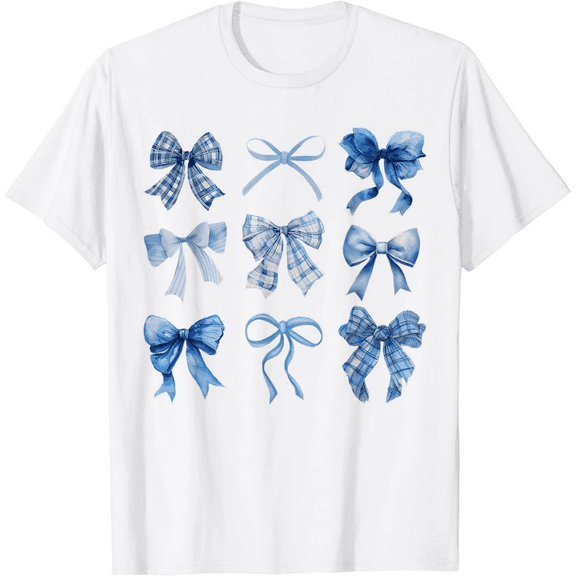 Blue Bow and Ribbon Cute Graphic For Women T-Shirt100% cotton