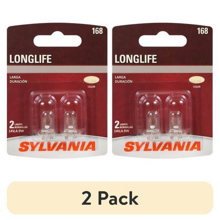 (2 pack) Sylvania 168 Long Life Mini Bulb, 2 Pack, Compatible with Multiple Cars