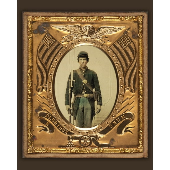 Print: Civil War Soldier In Union Uniform With Musket, circa 1861-1865