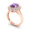 thumbnail image 2 of Clara Pucci 14K Rose Gold Solid Gold Alexandrite Halo Anniversary Ring for Women - 2.72 cttw Oval Cut, 2 of 7