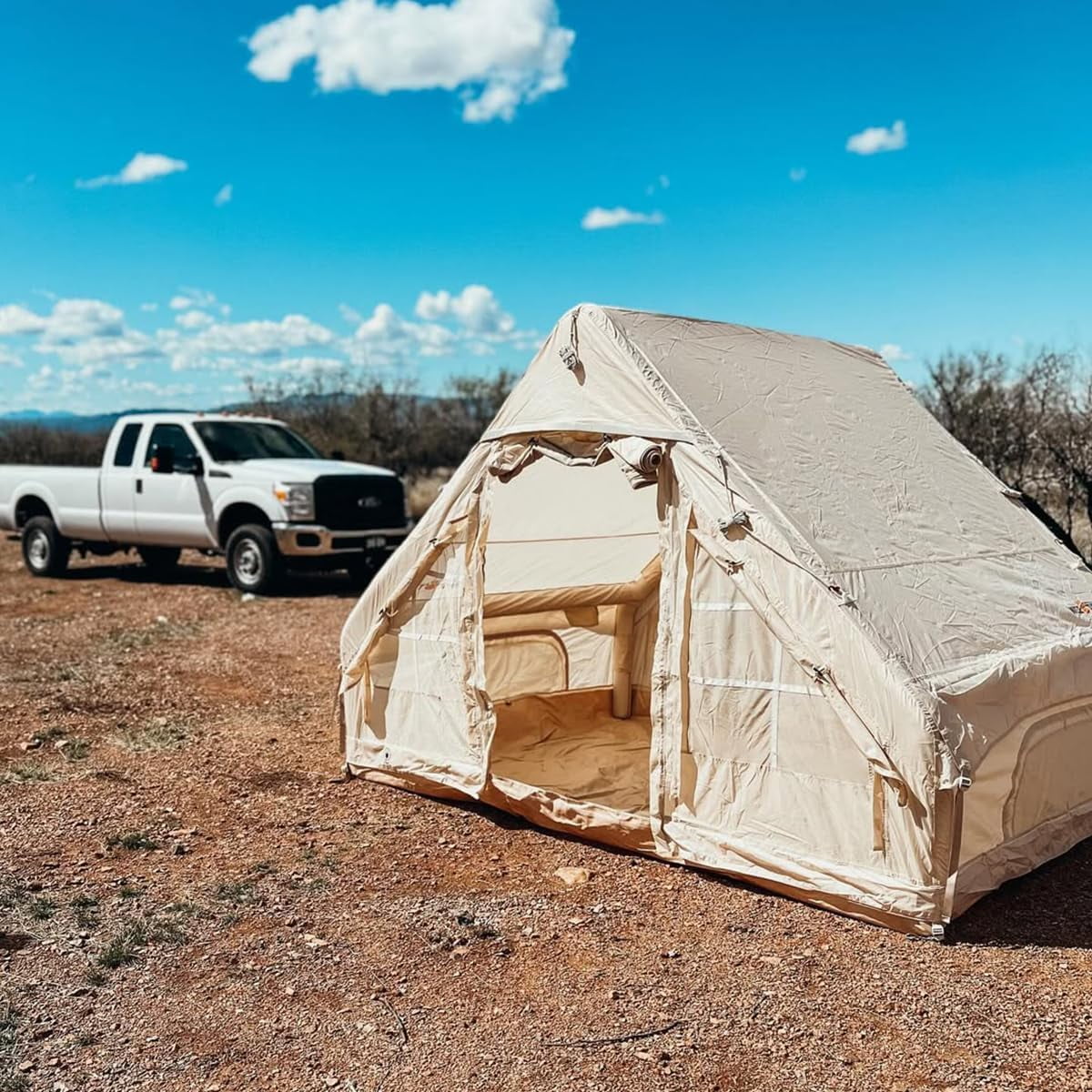 Inflatable Camping Tent, Inflatable Tent for Camping with Hand Pump, Easy Setup, 4 Season Waterproof Windproof Oxford Air Tent Cabin House for Outdoor Camping Adult, Fit for 4-6 Person