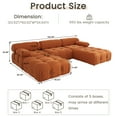 thumbnail image 4 of Magic Home 103.95" Modular Sectional Sofa with Movable Ottomans, Modern Flannel Fabric Deep Seat U-Shaped Cloud Couches Orange Couch for Living Room, Apartment, Office, 5-Seat, Orange, 4 of 12