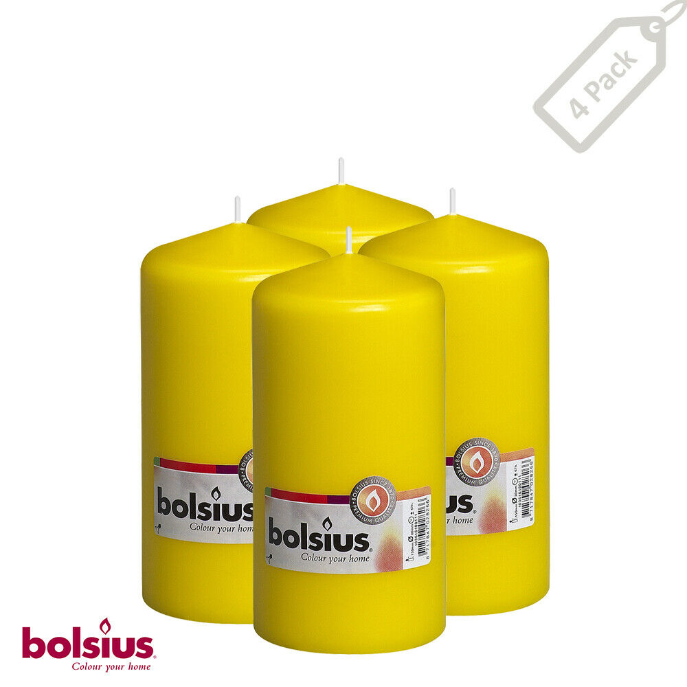 Bolsius 3 X 6" Yellow Pillar Unscented Colored Fat Candles for Wedding