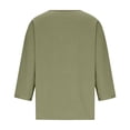 thumbnail image 3 of Paiwinds Women's V-Neck 3/4 Sleeve Loose Fit Pullover Top Casual Solid Color Blouse Soft Cotton Linen Blend, 3 of 9