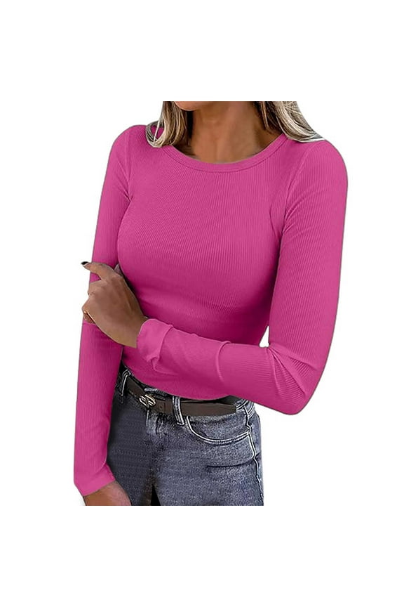 Women Blouses Shirt Patch Nice Dressy Shirts for Women underneath Shirts T Shirt Soft Tee Long Sleep Neck Fitted Long Sleeve Short Sleeve Tunic Tops Lightweight T Hot Pink M