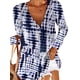 thumbnail image 2 of sweethay Camiseta de mujer Camisa estampada de manga larga Blusa informal con cuello en V de otoño Prendas para la parte del cuerpo Azul oscuro S, 2 of 4