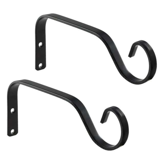 Soportes para plantas colgantes, ganchos para plantas elegantes de Metal duradero, soportes de cesta colgante para comederos de pájaros exteriores, 2 Negro