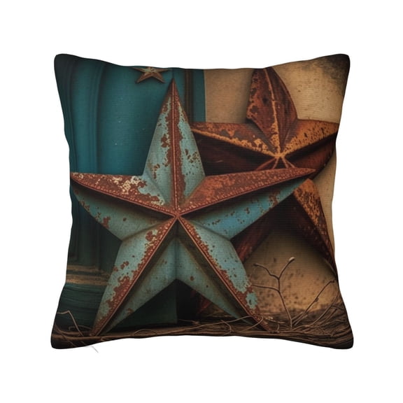 Rusty Stars Country Primitive Rustic Vintage Decorative Throw Pillow Cases Square Cushion Cover Pillowcases for Couch Bed Living Room 12x12