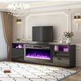 thumbnail image 2 of Hommow 70'' Fireplace TV Stand with 36'' Electric Fireplace, Entertainment Center with 16 Color Led Lights, TV Console for TVs up to 80'' for Living Room, Black, 2 of 7