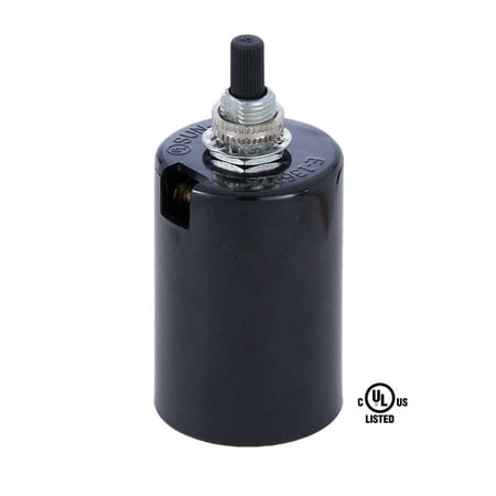 Bottom Turn Knob Socket - B&P Lamp Med. Base Phenolic 2-piece bottom Husk Socket with On-Off turn knob