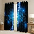 thumbnail image 2 of Blue and Black Curtains & Drapes Geometric Neon Honeycomb 30%-50% Blackout Curtains,Lightning Gamer Window Curtains Game Room Decor Hexagon Lights Beehive Window Treatments, 2 of 6