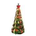 thumbnail image 2 of 6ft Green Pop-Up Christmas Tree with 150 Warm White LED Lights, Red Bow, Ribbons, Gold & Red Balls – Fully Decorated & Easy Setup, 2 of 8