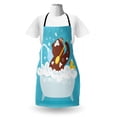 thumbnail image 3 of Funny Bear Apron, Cartoon Style Illustration of a Grizzly Bear Taking a Shower in Bubbles, Unisex Kitchen Bib with Adjustable Neck for Cooking Gardening, Adult Size, Blue Brown Yellow, by Ambesonne, 3 of 4