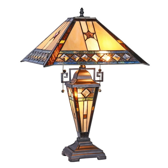 RADIANCE Goods Tiffany-Style 1 Light Double Lit Table Lamp 16" Wide