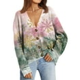 thumbnail image 7 of Women's Fashion Long Sleeve Christmas Print V-Neck Button Loose Cardigan Top, Knit Sweater for Casual Outfits and Comfort,Light pink,L, 7 of 7