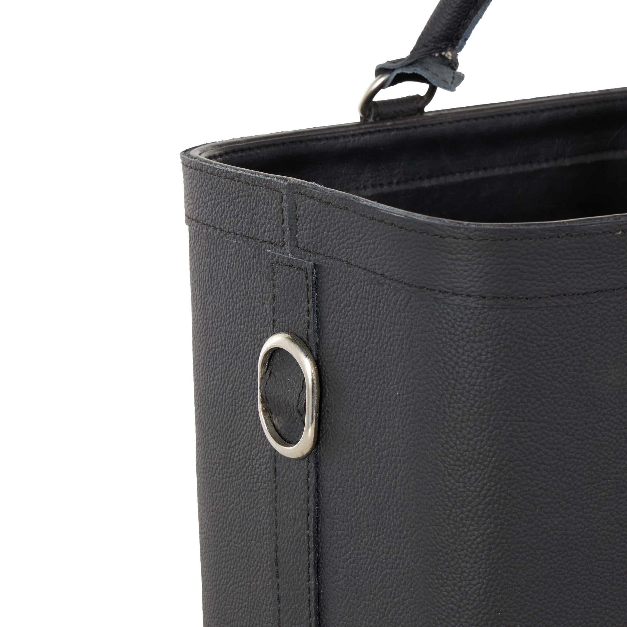 DecMode 17" Black Leather Handmade Box Style Single Slot Magazine Holder with Arched Handles