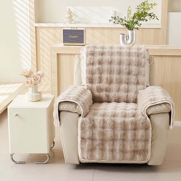 Fundas para Sillón Reclinable de Piel Sintética, Funda Antideslizante para Sofá Reclinable Suave y Cómoda, Lavable, Funda para Sofá Reclinable con Correas Elásticas, Protector de Muebles para Niños