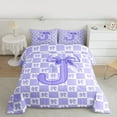 thumbnail image 2 of jejeloiu Monogrammed J Letter Twin Comforter Sets,Purple Cute Bows Bedding Set For Bowknot Girl Reversible 2-Piece, 2 of 8