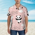 thumbnail image 2 of Kll Men'S Hawaiian Shirt Short Sleeve Button Down Beach Shirts-Panda Flying In The Sky Between Clouds And Star, 2 of 7