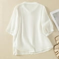 thumbnail image 3 of Womens Summer Gauze Tops Vintage Floral Embroidered 3/4 Sleeve Top Loose Fit Boho Dressy Casual Blouses Trendy, 3 of 7