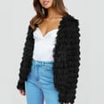 thumbnail image 2 of XPMWRP Women's Faux Fur Open Front Coats Oversized Loose Solid Color Jackets Trendy Casual Winter Warm Outerwear Black M, 2 of 6