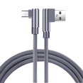 thumbnail image 1 of Tholdsy Línea de datos tejida de nailon de doble codo de 1/2/3 metros para Android USB 3 .0 Cable de datos de teléfono Cable de repuesto Teléfono y Comunicación Gris 3 metros, 1 of 1