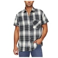 thumbnail image 2 of CYiJun Plaid Shirts for Men Short Sleeve Button Down Shirt Casual Formal Business Gingham Shirts with Pocket Regular Fit, 2 of 4