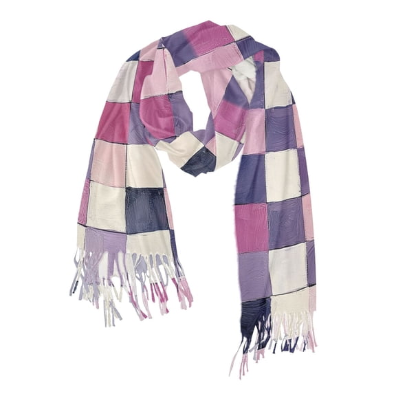 FORMRS Womens Scarf Winter Soft Long Big Warm Shawls Wrap Tassel Scarves, Pink and Purple Plaid Pattern