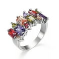 thumbnail image 2 of Multi-color Princess Cut CZ Band Women's 925 Silver Wedding Party Ring Size 6-10, 2 of 9