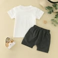 thumbnail image 4 of KAOOCXU Infant Boy Comfort Safe Tshirt Short Sleeved Letter Printed Shirt Tops Shorts First 2Nd Birthday 2Pc Set Suitable Casual Formal Occasions, 4 of 7