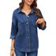 thumbnail image 2 of Camisa Vaquera para Mujer, Chaqueta, Camisa Vaquera Informal de Larga, Conjuntos de Otoño Azul Oscuro S, 2 of 9