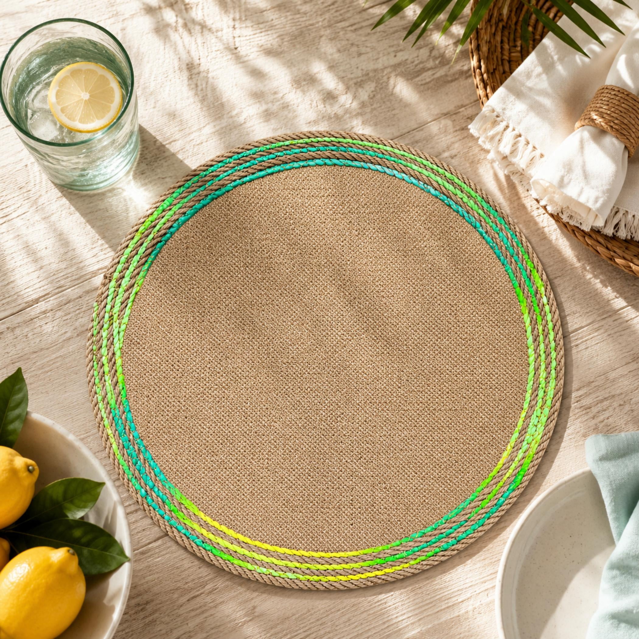 Dainty Home Set of 4 Placemats | Elegant and Durable | 15x15 in Round Woven Non-Slip Washable Place Mats | Tear-Resistant Heat | Resistant Placemats