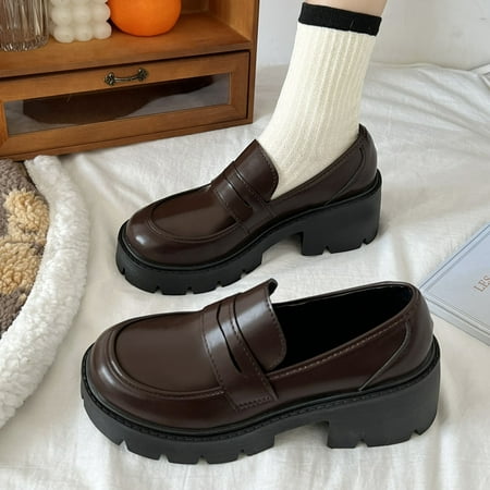 eczipvz Womens Shoes Dressy Casual Loafers for Women Comfortable Slip On Dress Shoes Casual Leather Walking Flats Outdoor Driving Shoes Brown