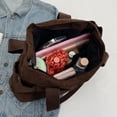thumbnail image 2 of Bolso de mano de pana para mujer, bolso de hombro grande informal, bolso de viaje para estudiantes (café), 2 of 9