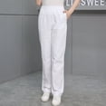 thumbnail image 1 of Pantalones de enfermera, pantalones blancos con cintura elástica para mujer, pantalones de médico, ropa de trabajo de primavera y otoño, pantalones de trabajo de verano de color rosa y azul, 1 of 3