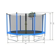 SEGMART 12FT Trampoline for Kids with Basketball Hoop and Enclosure Net/Ladder, Blue