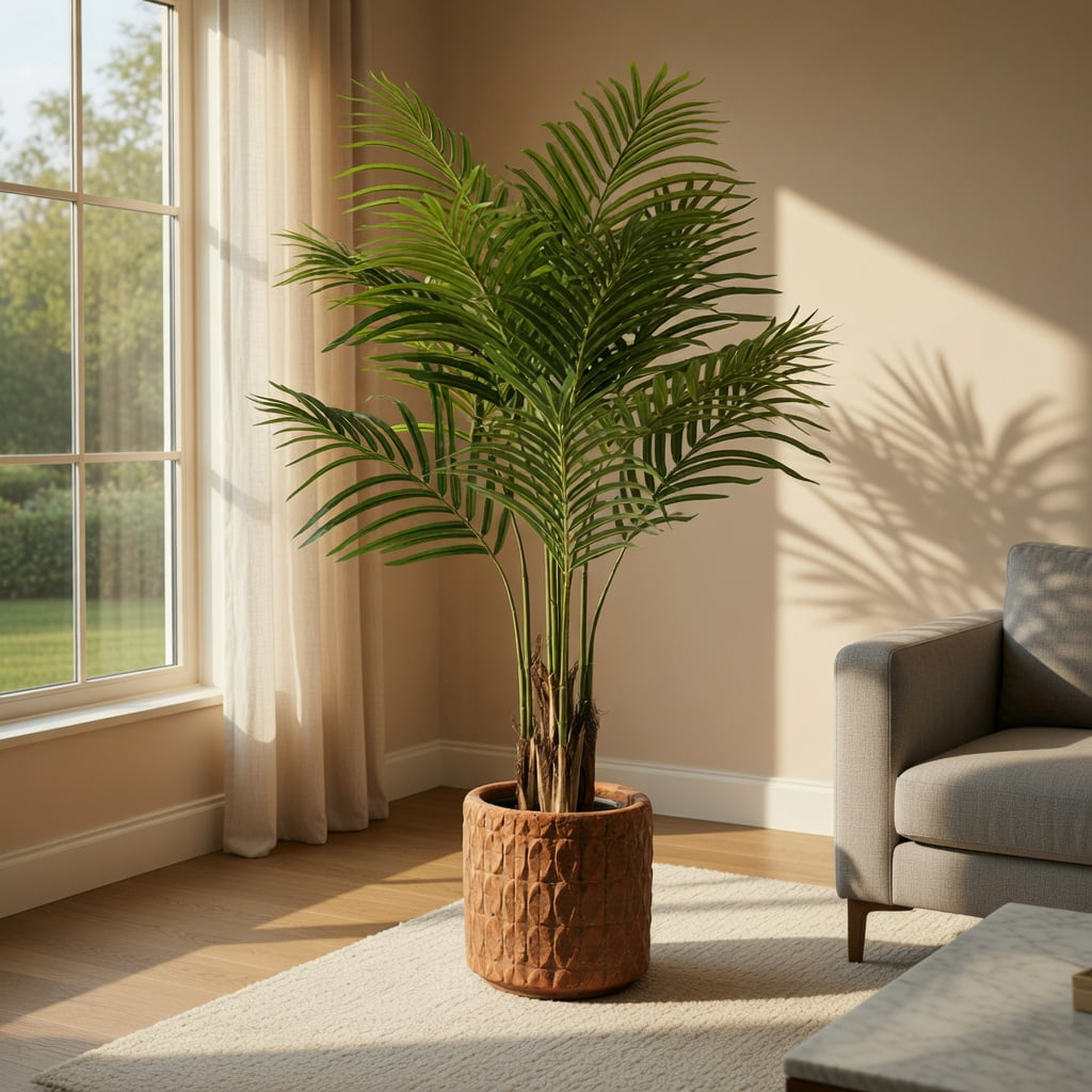 Topcobe 2 Pack 4.2 Feet Tall Artificial Palm Paradise Plant Large Fake Potted Tree Green, Artificial Trees for Home Decor Indoor Outdoor