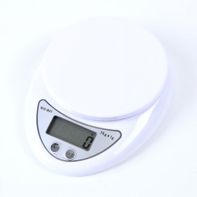 Báscula electrónica LCD para cocina, color blanco