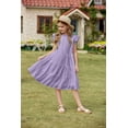 thumbnail image 3 of Arshiner Girls Boho Dress Tween Summer Wedding Formal Casual Party DressesPurple Teen Size 14-16, 3 of 6